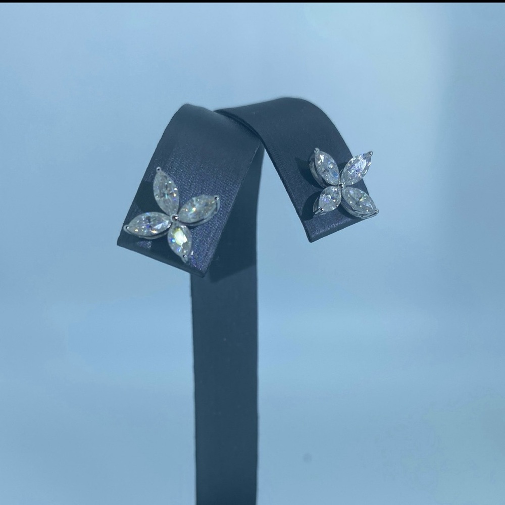 14k white gold and moissanite earrings